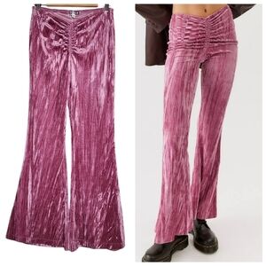 Urban Outfitters Apolonia Velvet Flare Stretch Pants size Large Pink Purple